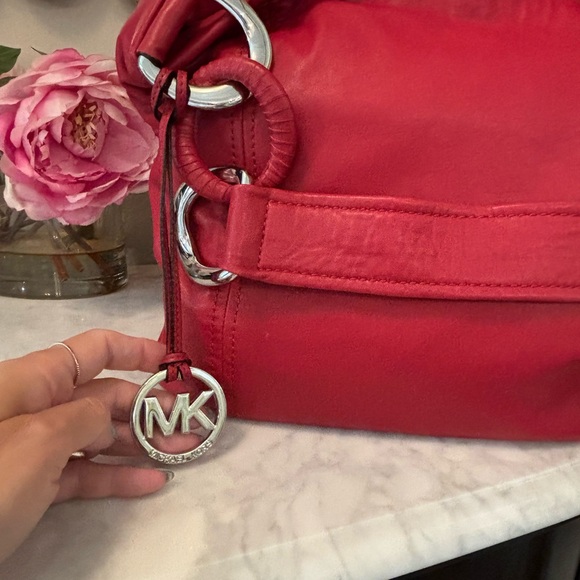 Michael Kors EUC Red Hobo Bag with Chunky Hardware + Slouchy Design - Picture 6 of 13